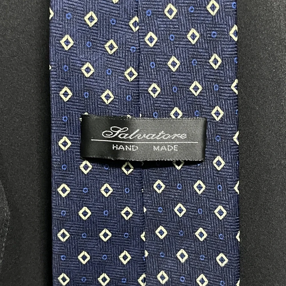 Salvatore‎ Hand Made Necktie Blue Diamond Business Formal Men's Tie 3144